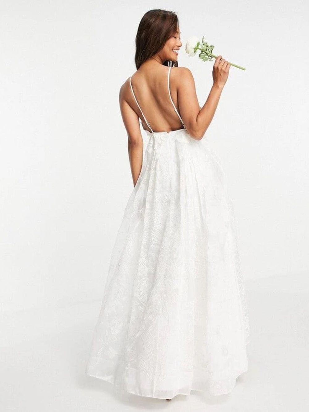 ASOS Ivory Strappy Low Back Organza Gown
